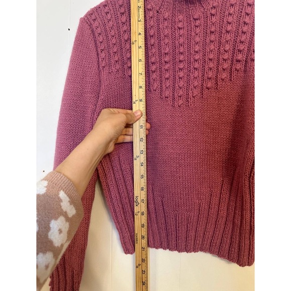 Vintage South Wool 100% Virgin Wool Chunky Knit Sweater Pink Women's S/M - Picture 7 of 7